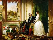 Sir edwin henry landseer,R.A. Windsor Castle in Modern Times, 1840-43 This painting shows Queen Victoria and Prince Albert at home at Windsor Castle in Berkshire, England. oil painting on canvas